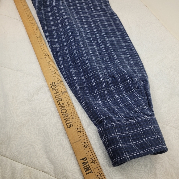 Croft & Barrow Navy Blue White Checkered Button Down Flannel Men's Shirt Gorp XL - Picture 5 of 7